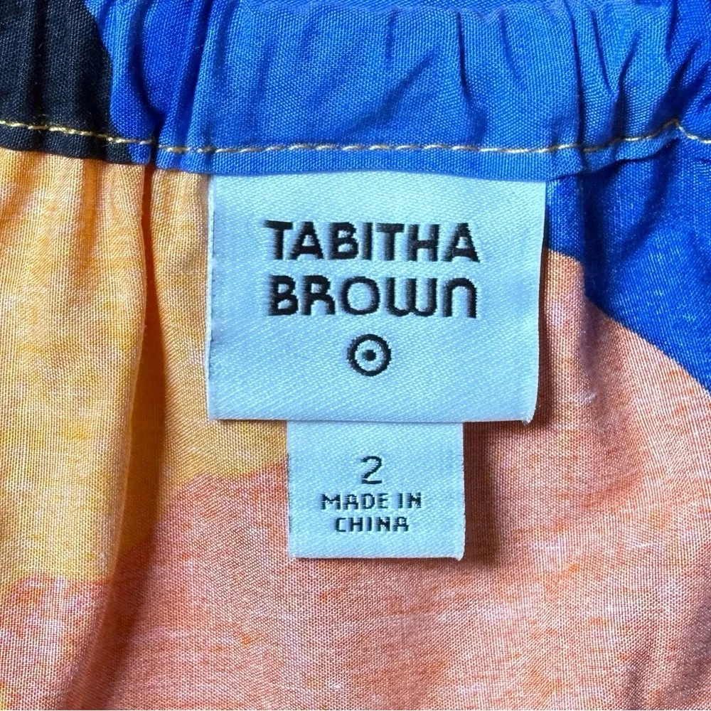 Tabitha Brown x Target Tropical Floral Tie Back Midi Dress Puff Sleeves Size 2 - Picture 3 of 8